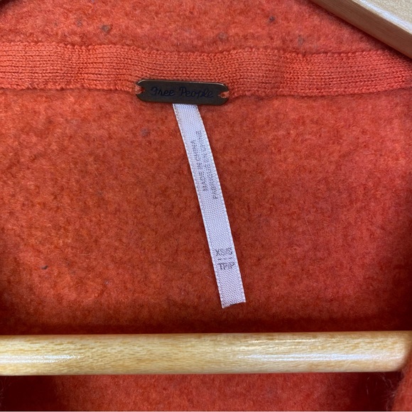 Free People Orange Cropped Balloon Sleeve Cashmere Sweater With Ties XS - Picture 3 of 3